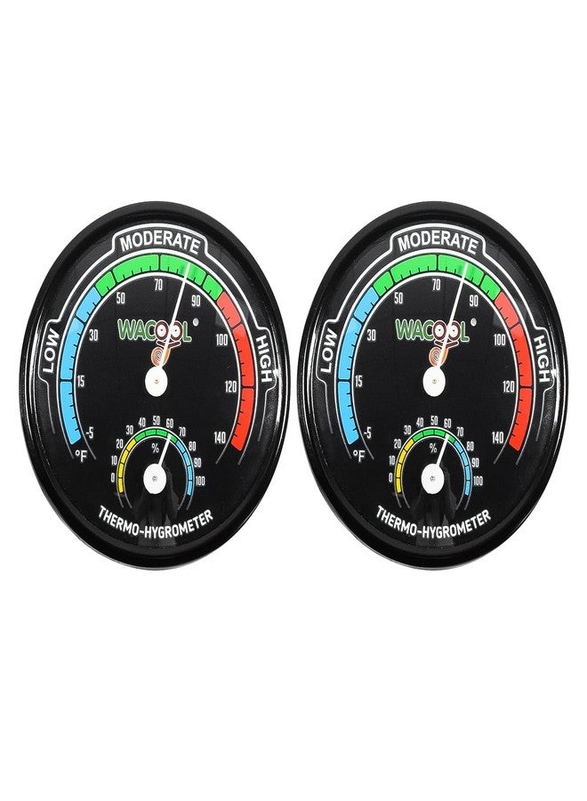 WACOOL Mini Analog Thermometer Hygrometer 2 Pack, Dial Temperature Humidity Gauge Terrarium Thermometer Celsius and Fahrenheit, Night Luminous - Image 1